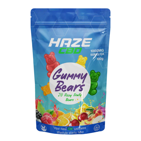 Haze CBD Gummy Bears 1000mg – Strong 50mg Edibles UK
