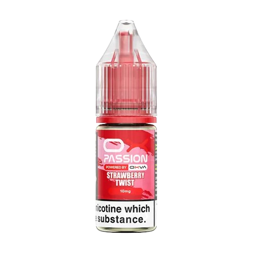 Strawberry Twist Nic Salt E-Liquid 10ml bottle by Oxva OX Passion, 5mg and 10mg, sold at Trendy Vapes UK