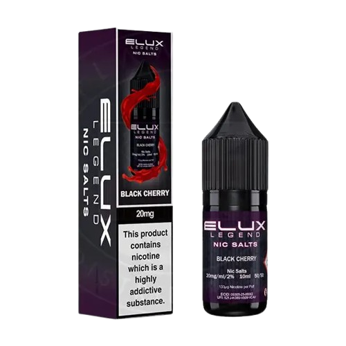 Black Cherry Nic Salt E-Liquid 10ml bottle by Elux Legend, 10mg and 20mg, sold at Trendy Vapes UK