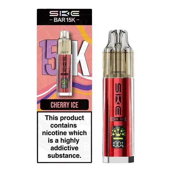 SKE Bar 15K prefilled pod kit in Cherry Ice, 15000 puffs, by SKE Crystal - Trendy Vapes UK