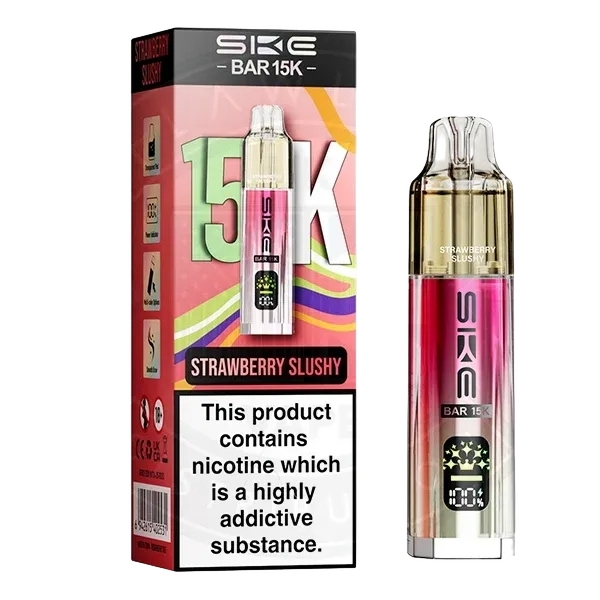 SKE Bar 15K prefilled pod kit in Strawberry Slushy, 15000 puffs, by SKE Crystal - Trendy Vapes UK