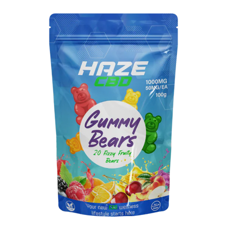 Haze CBD Gummy Bears 1000mg – Strong 50mg Edibles UK