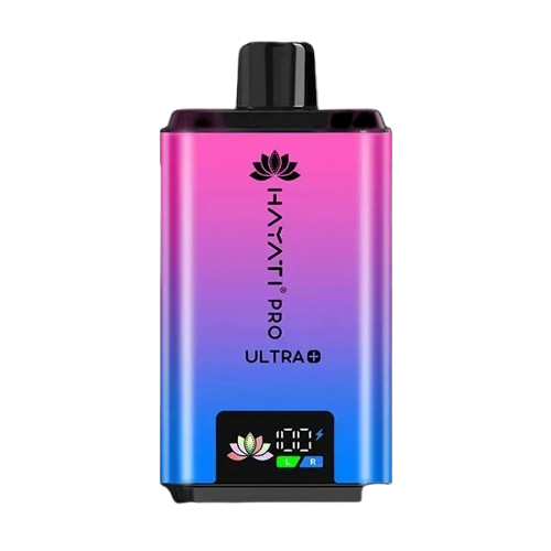 Hayati Pro Ultra 25000 Kit featuring the Blue Razz flavor blend, presented on a clean white monochrome background with a clear cut-out presentation.

