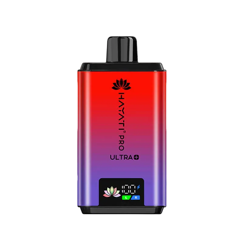 Hayati Pro Ultra 25000 Kit featuring the Cherry Berry flavor blend, presented on a clean white monochrome background with a clear cut-out presentation.