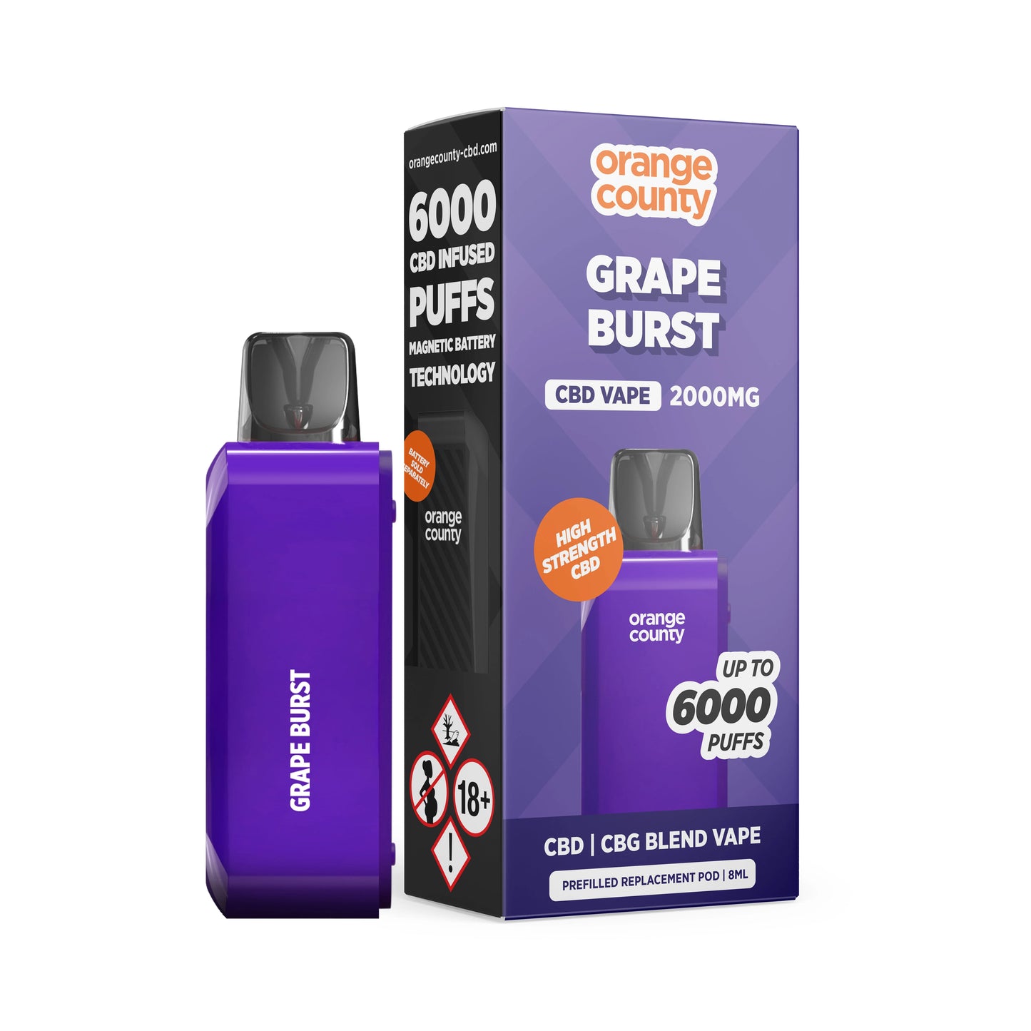Orange County 2000mg CBD Pod – 6000 Puffs Pre-Filled Vape UK