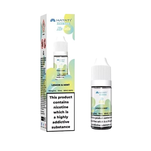 Lemon & Mint Nic Salt E-Liquid 10ml bottle by Hayati Pro Max, 10mg and 20mg, sold at Trendy Vapes UK