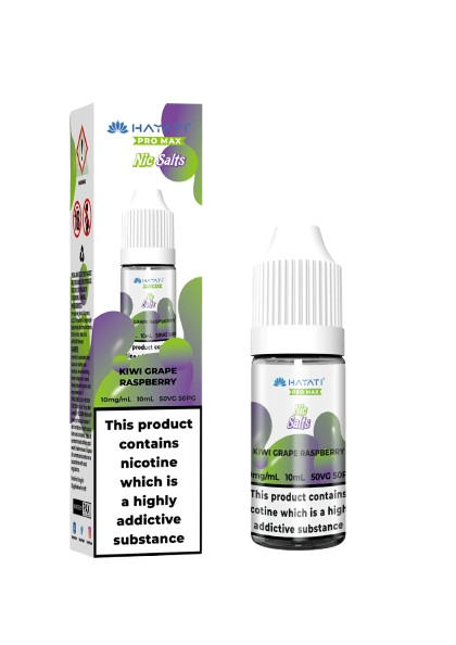 Kiwi Grape Raspberry Nic Salt E-Liquid 10ml bottle by Hayati Pro Max, 10mg and 20mg, sold at Trendy Vapes UK