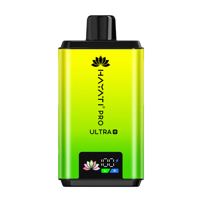 Hayati Pro Ultra 25000 Kit featuring the Lemon Lime flavor blend, presented on a clean white monochrome background with a clear cut-out presentation.