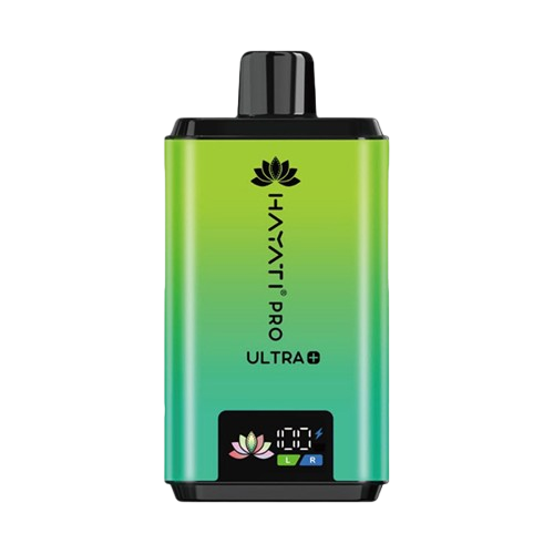 Hayati Pro Ultra 25000 kit featuring the Lemon Mint flavor blend, presented on a clean white monochrome background with a clear cut-out presentation.