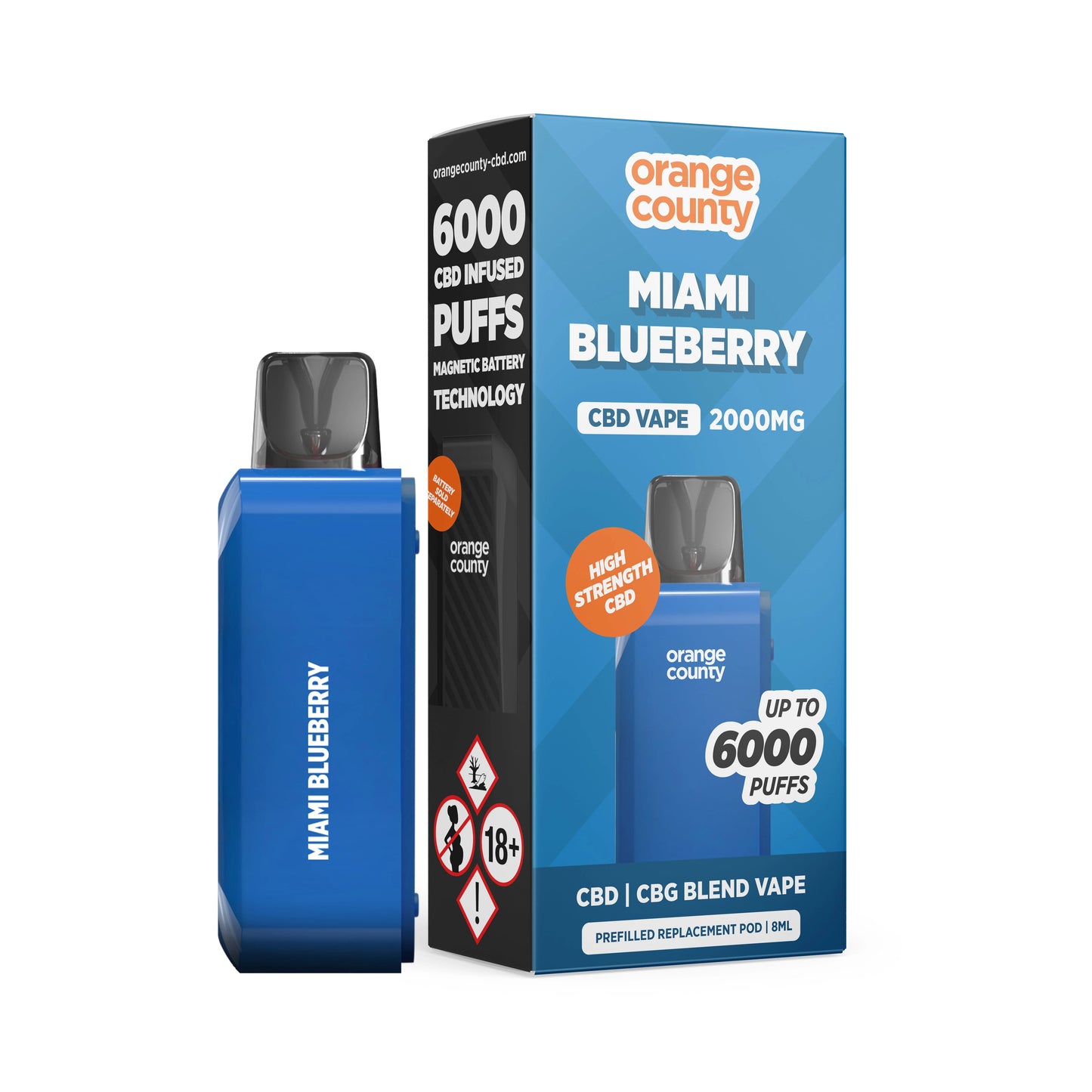 Orange County 2000mg CBD Pod – 6000 Puffs Pre-Filled Vape UK