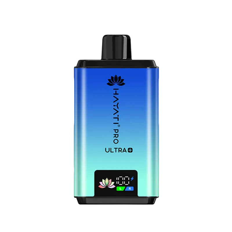 Hayati Pro Ultra 25000 Kit featuring the Mr Blue flavor blend, presented on a clean white monochrome background with a clear cut-out presentation.