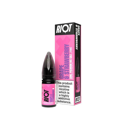 Riot X Grape & Strawberry Nic Salt E-Liquid | Trendy Vapes UK | Fruity Vape Juice Deals