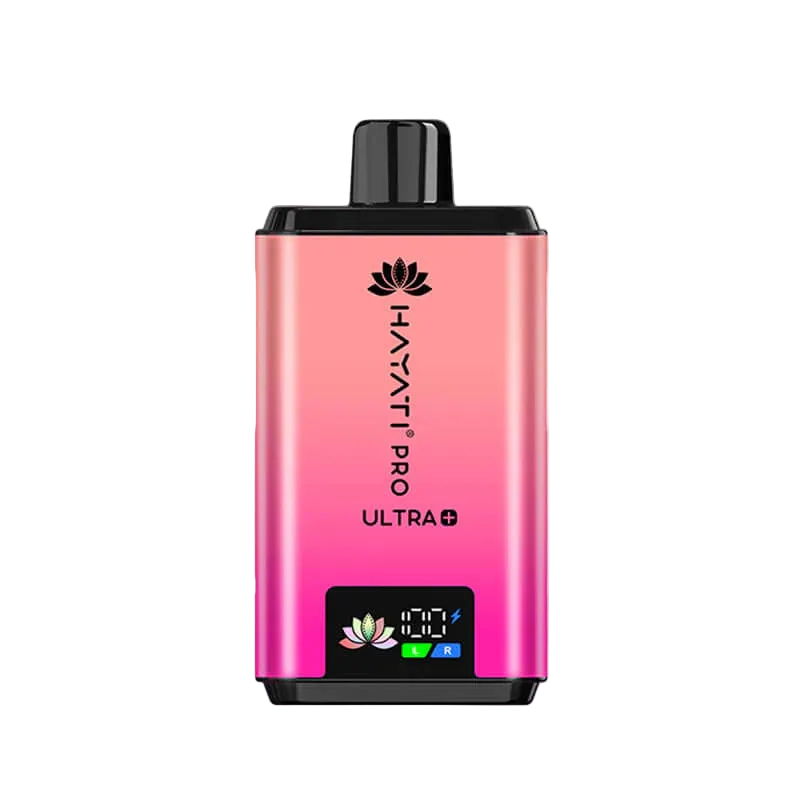Hayati Pro Ultra 25000 Kit featuring the Straw Cranberry Cherry Cherry Ice flavor blend, presented on a clean white monochrome background with a clear cut-out presentation.