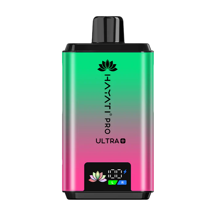 Hayati Pro Ultra 25000 Kit featuring the Strawberry Watermelon flavor blend, presented on a clean white monochrome background with a clear cut-out presentation.