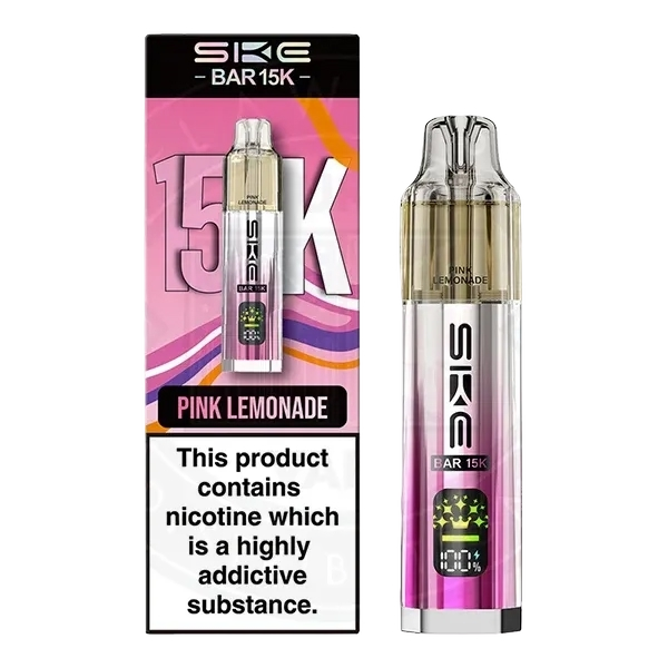 SKE Bar 15K prefilled pod kit in Pink Lemonade, 15000 puffs, by SKE Crystal - Trendy Vapes UK
