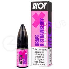 Riot X Grape & Strawberry Nic Salt E-Liquid | Trendy Vapes UK | Fruity Vape Juice Deals