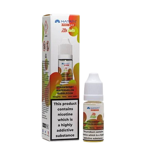 Strawberry Watermelon Bubblegum Nic Salt E-Liquid 10ml bottle by Hayati Pro Max, 10mg and 20mg, sold at Trendy Vapes UK
