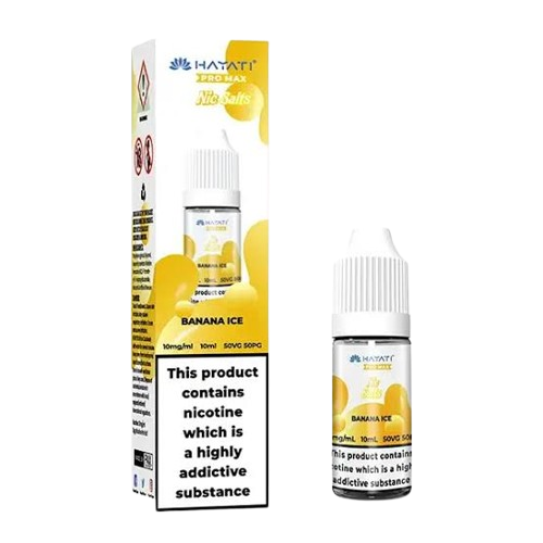 Banana Ice Nic Salt E-Liquid 10ml bottle by Hayati Pro Max, 10mg and 20mg, sold at Trendy Vapes UK