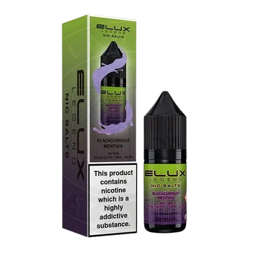 Blackcurrant Menthol Nic Salt E-Liquid 10ml bottle by Elux Legend, 10mg and 20mg, sold at Trendy Vapes UK