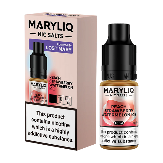 Peach Strawberry Watermelon Ice By Lost Mary MARYLIQ Nic Salts 10ml