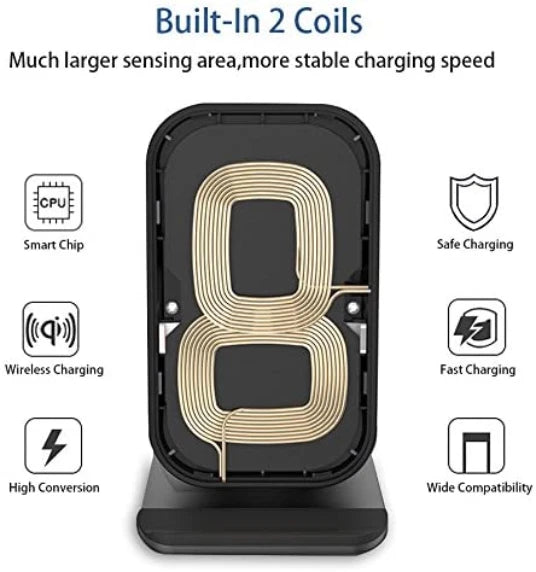 Wireless Charger, Qi-Certified 10W Fast Wireless Charger Pad Station