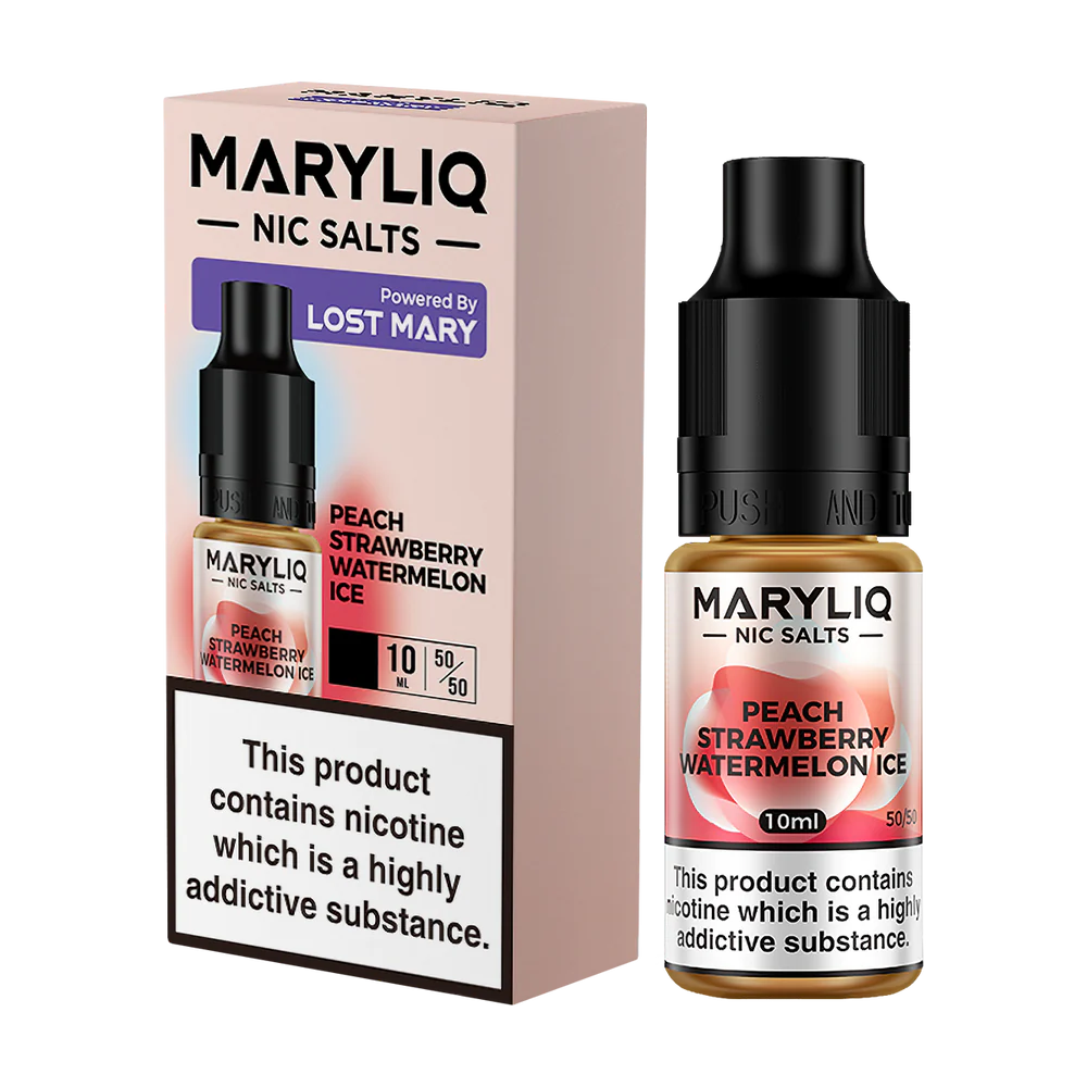 Peach Strawberry Watermelon Ice Nic Salt 10ml | Lost Mary MARYLIQ | Trendy Vapes